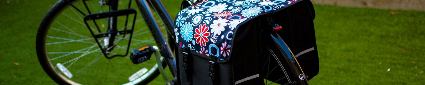BikyBag Classic - Bicycle Double Pannier Bag (Daisy Flowers)