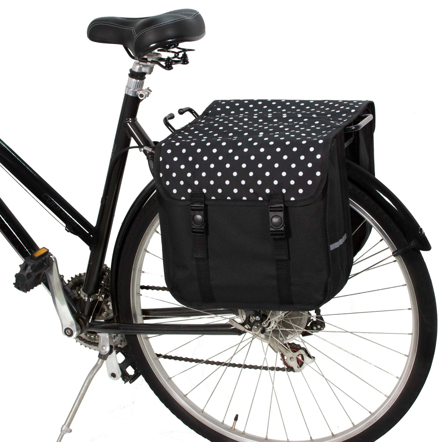 BikyBag Classic - Bicycle Double Pannier Bag (White Polka Dots)