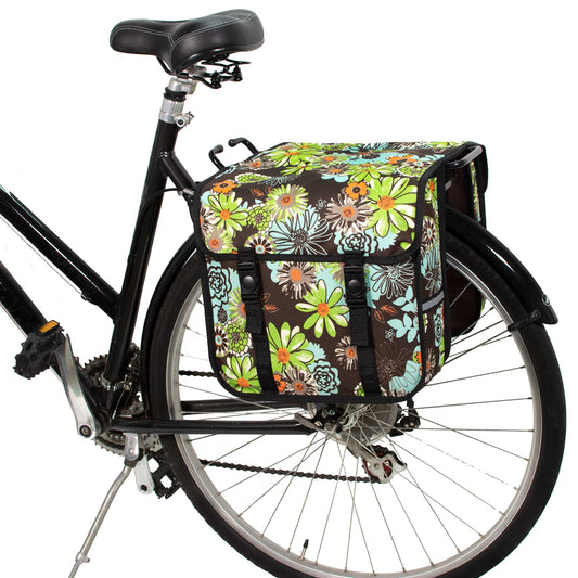 BikyBag Classic CE - Bicycle Double Pannier Bag (Green Meadow)