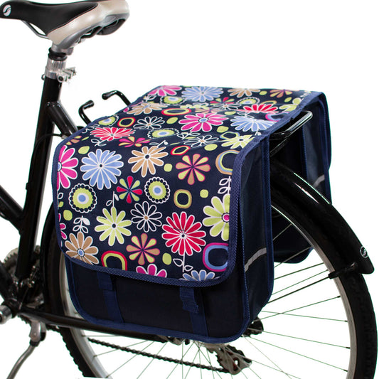 BikyBag Classic CL - Bicycle Double Pannier Bag (Pink Daisy)