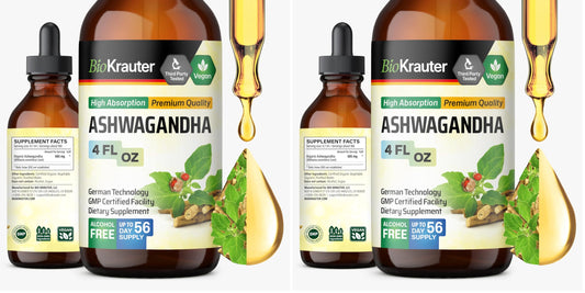 BIO KRAUTER Ashwagandha Liquid Drops – Calm Mood Support, Vegan, Alcohol & Sugar Free, 4 oz (Pack of 2)