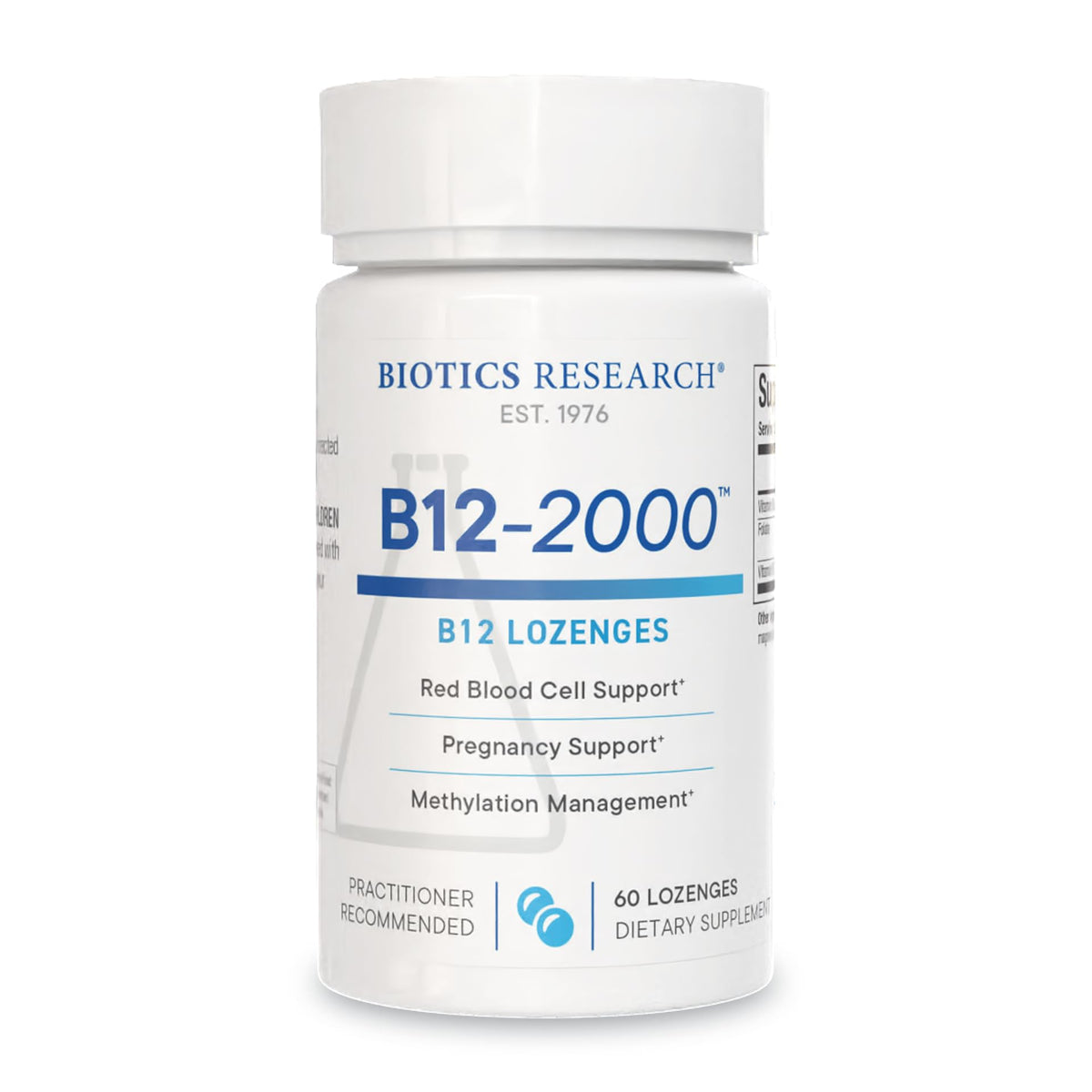 Biotics Research B12-2000™ Sublingual Lozenges – 2000 mcg B12, B6 & Folate, Berry Flavor, 60 Count
