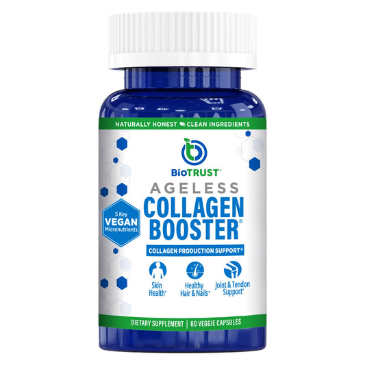 BioTrust Ageless Collagen Booster — Vegan Collagen Builder for Glowing Skin, Hair, Nails & Joints | 60 Capsules (30 Servings)