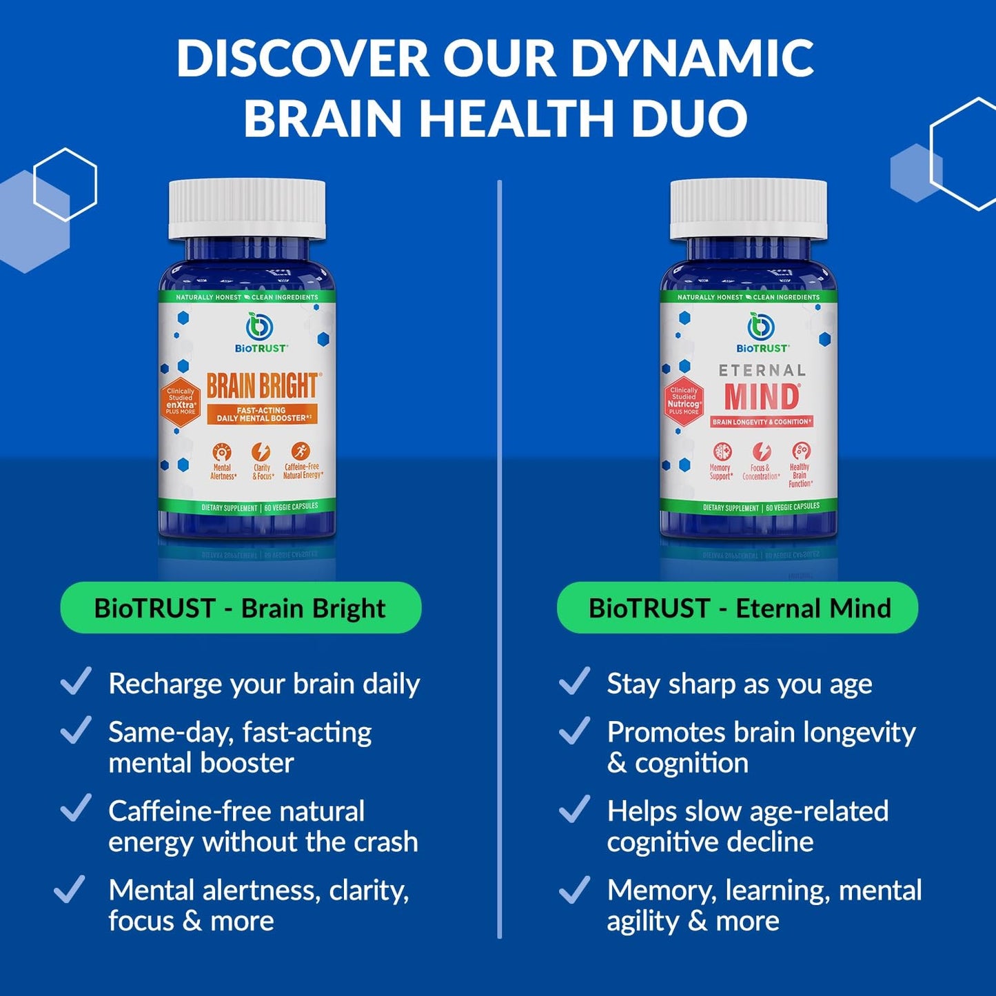 BioTrust Brain Bright – Daily Nootropic Boost for Focus, Concentration, Mental Clarity – Caffeine Free Nootropics Brain Support Supplement – Thai Ginger, Ginkgo, Folate, L-Theanine – 30 Servings