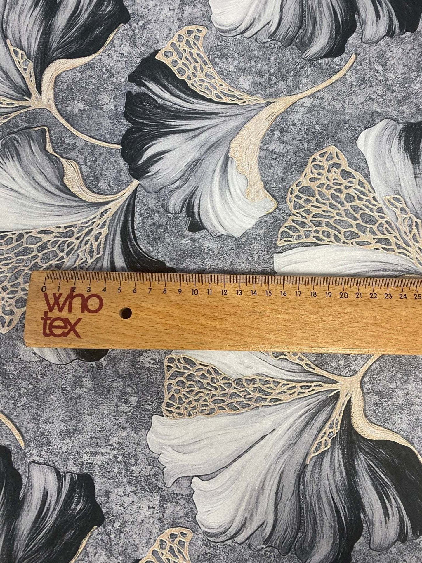 Elegant Gold Vein Botanical Fabric by Metre