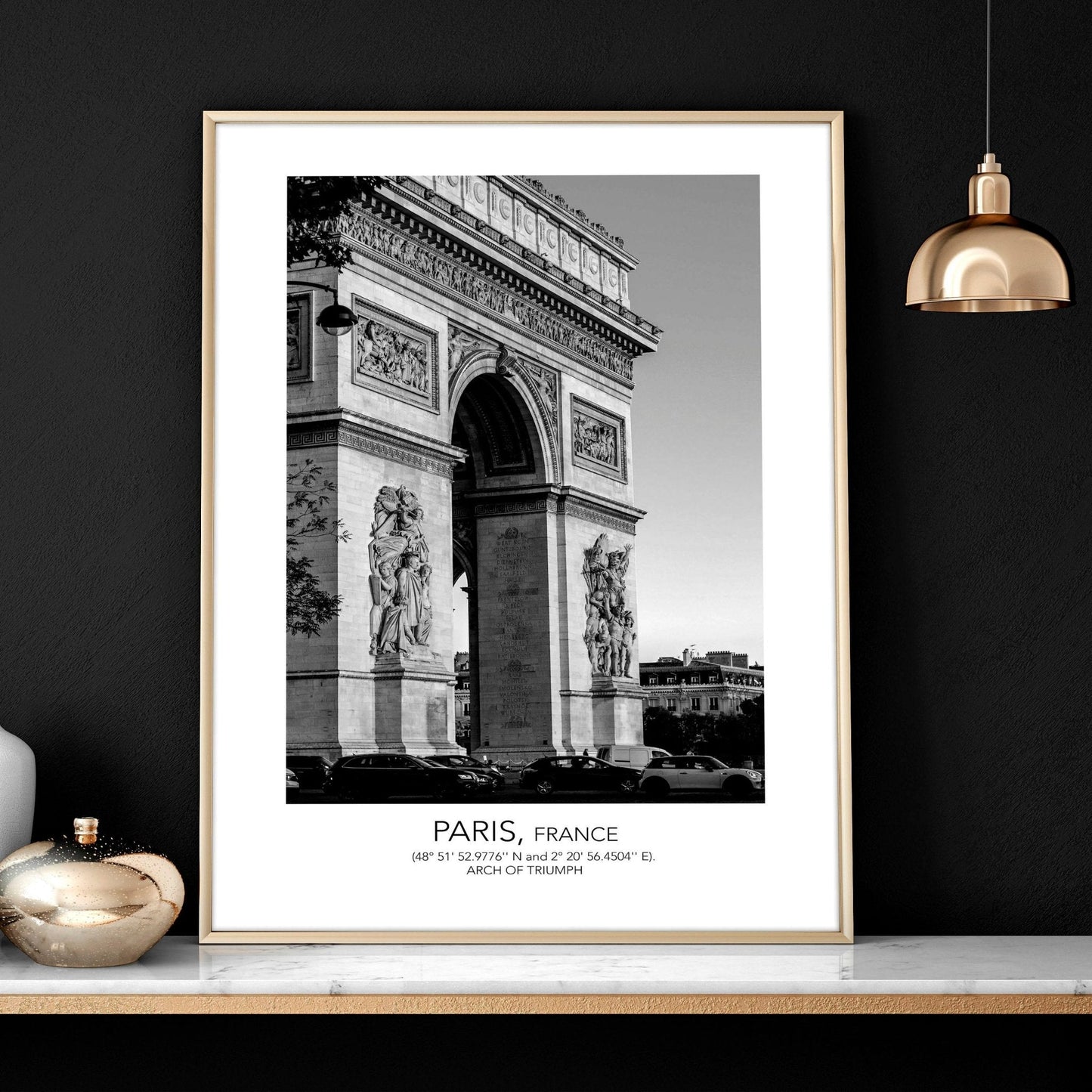 Black and white print set of 3 Paris wall art