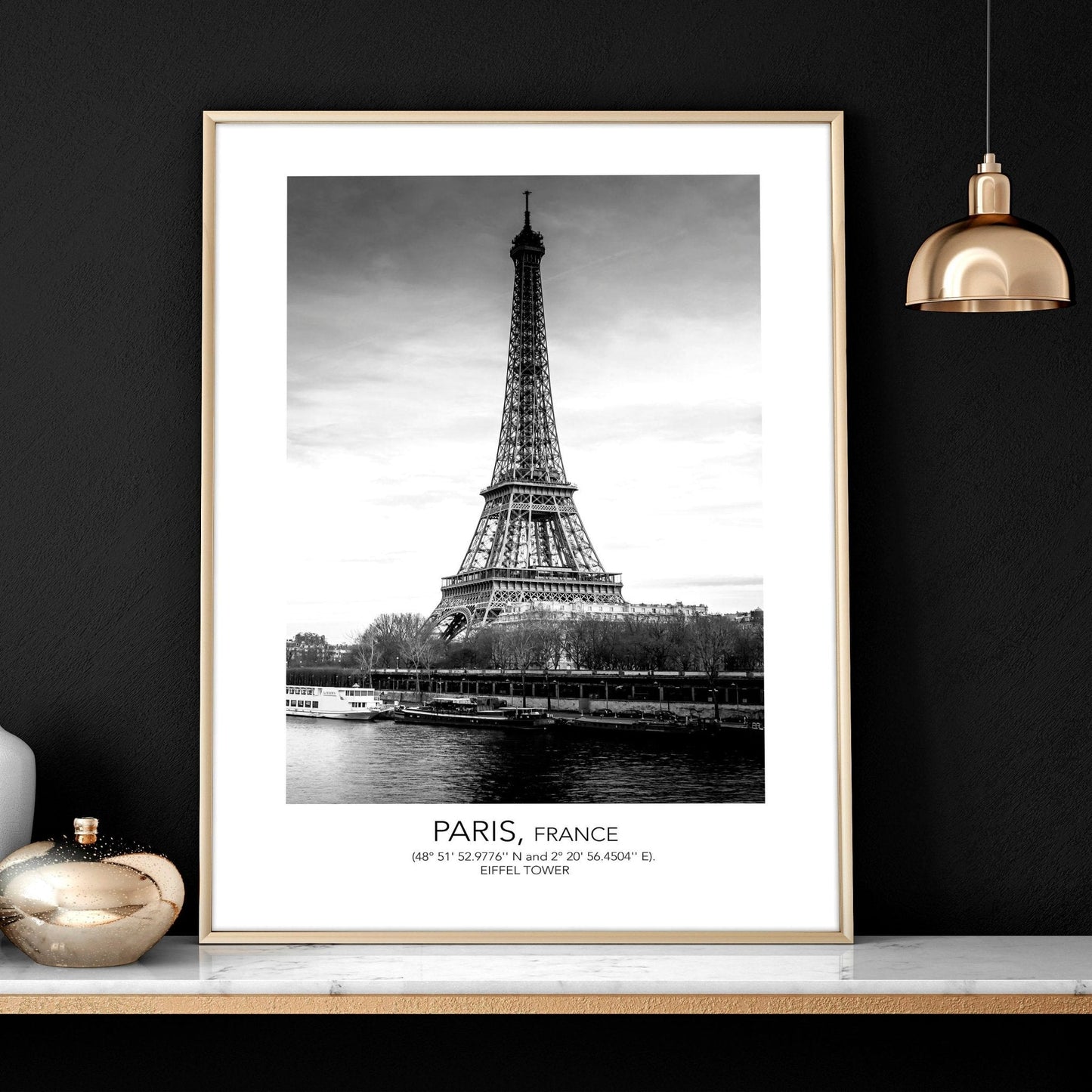 Black and white print set of 3 Paris wall art