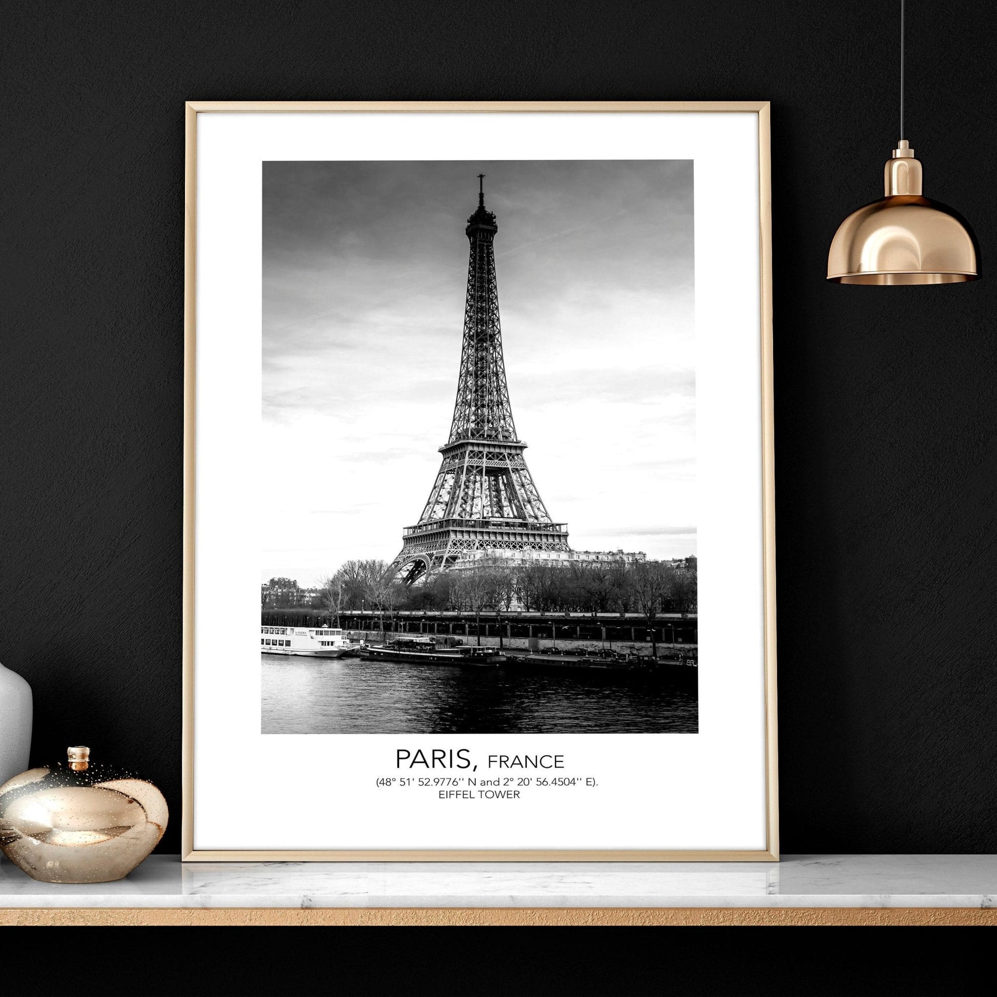 Black and white print set of 3 Paris wall art