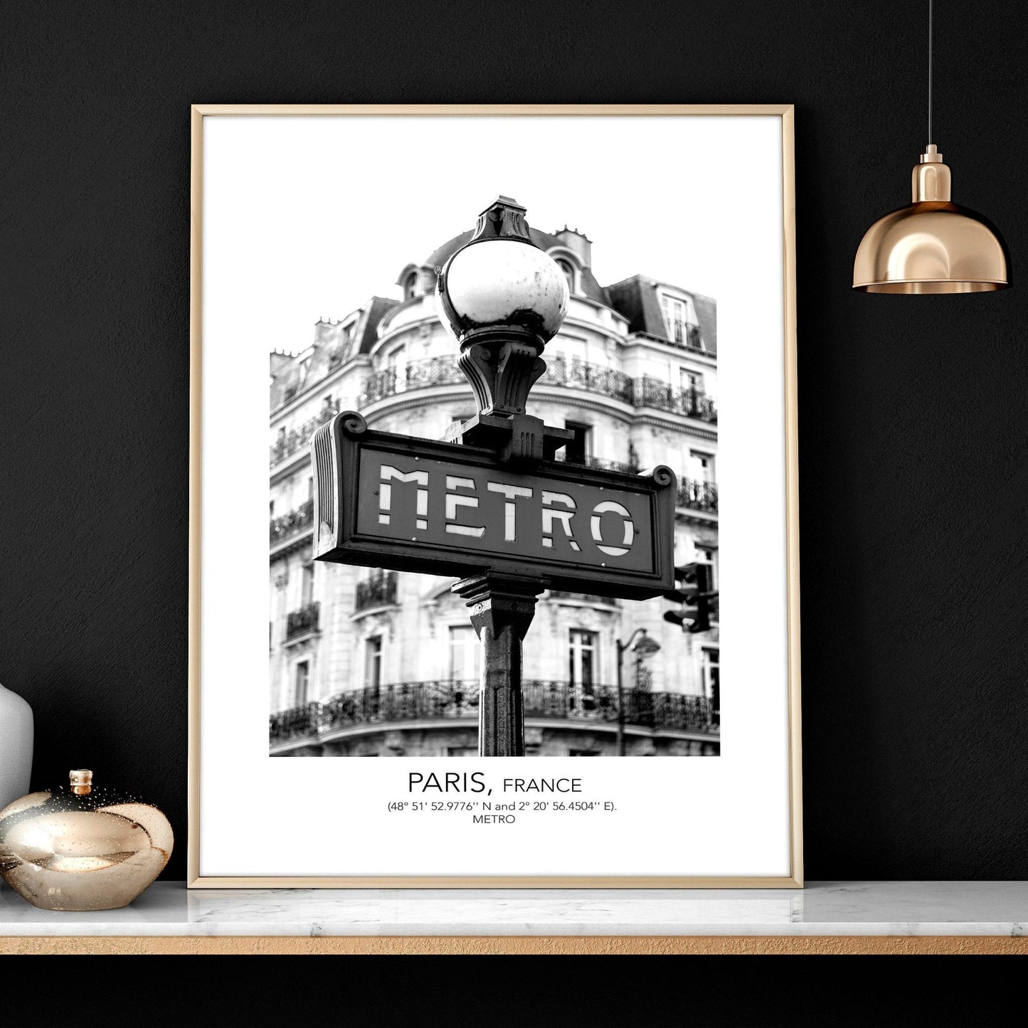 Black and white print set of 3 Paris wall art