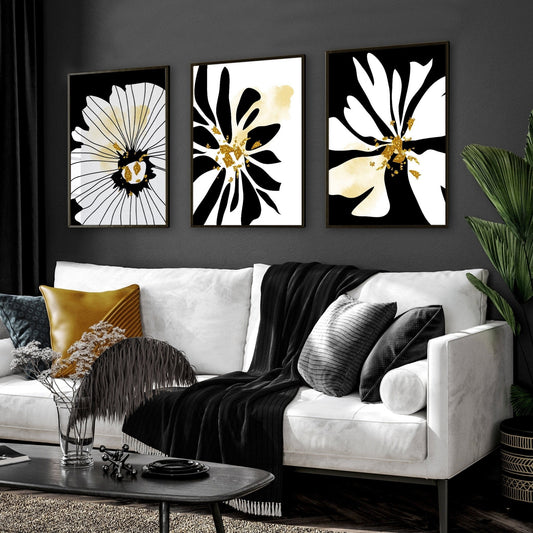 Black and white prints set of 3 | framed wall art prints