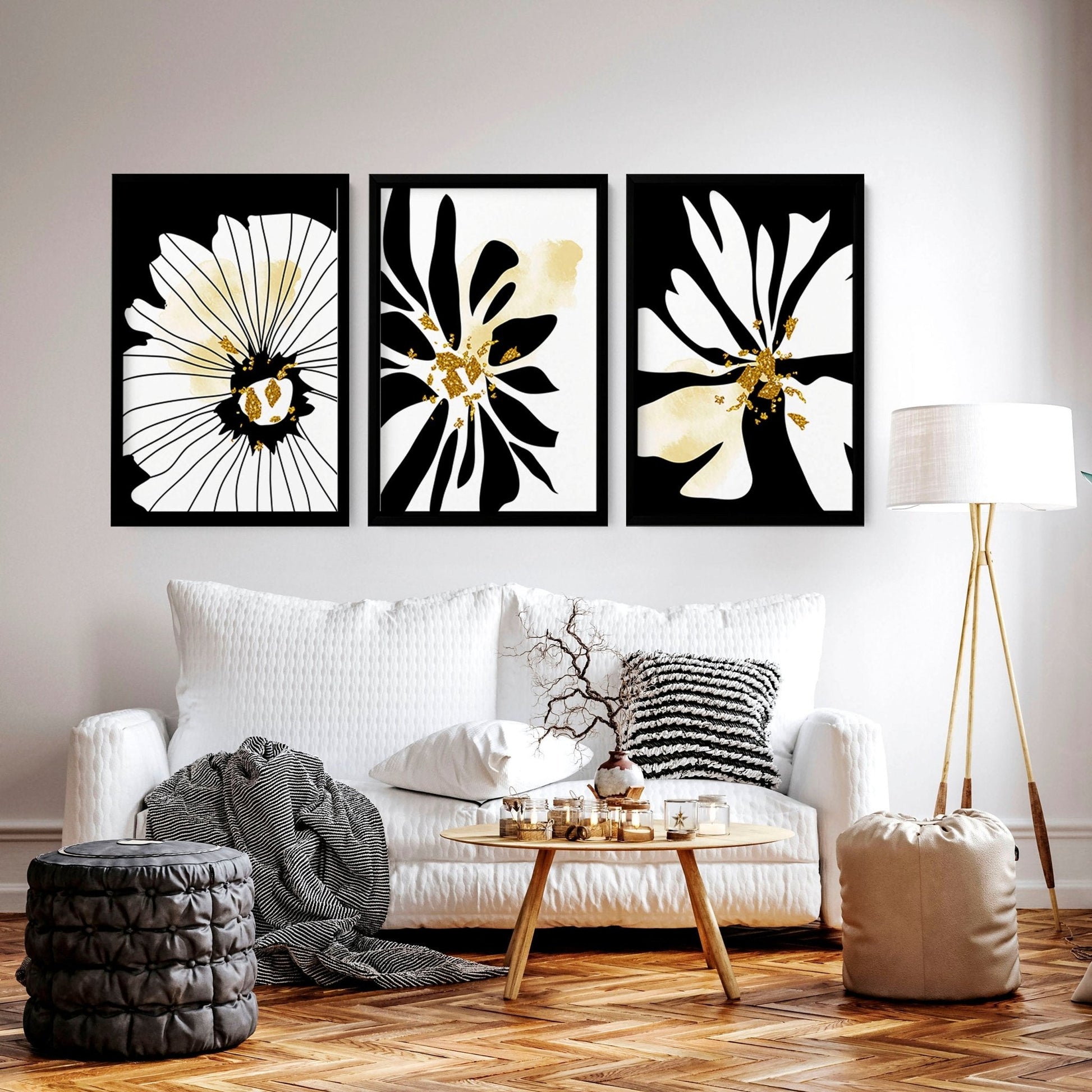 Black and white prints set of 3 |  framed wall art prints