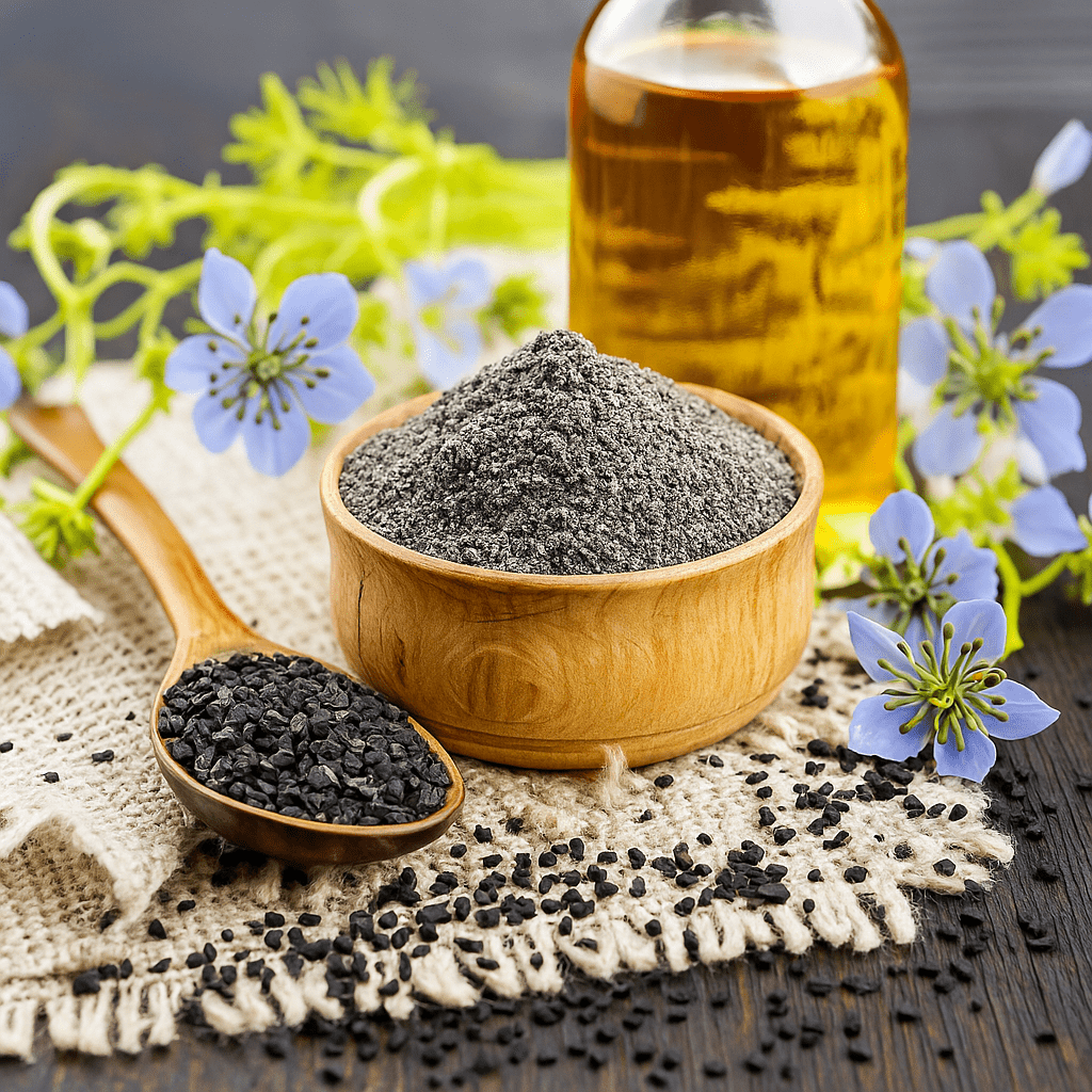 Black Cumin Seed Oil Nigella Sativa – Pure Organic Cold-Pressed Unrefined Virgin Oil for Hair Skin & Massage – Handmade by Herbalshire