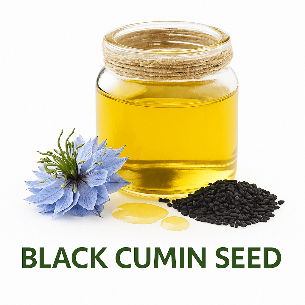 Black Cumin Seed Oil Nigella Sativa – Pure Organic Cold-Pressed Unrefined Virgin Oil for Hair Skin & Massage – Handmade by Herbalshire