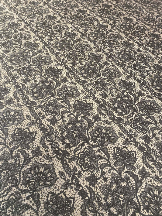 Black Floral Lace Fabric