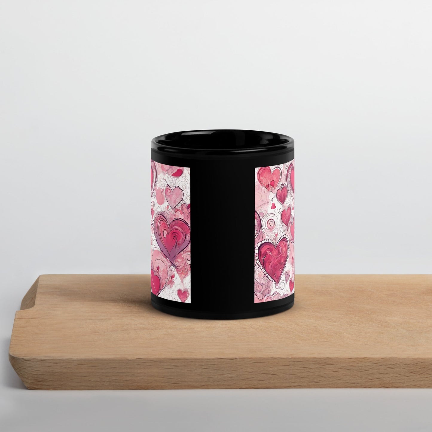 Abstract Black Glossy Mug — Unique AI Design