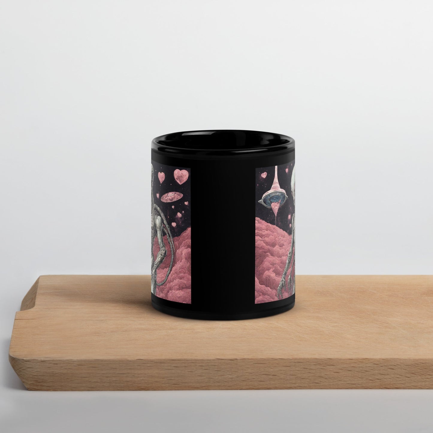 Alien Landscape Black Glossy Mug — Unique AI Design