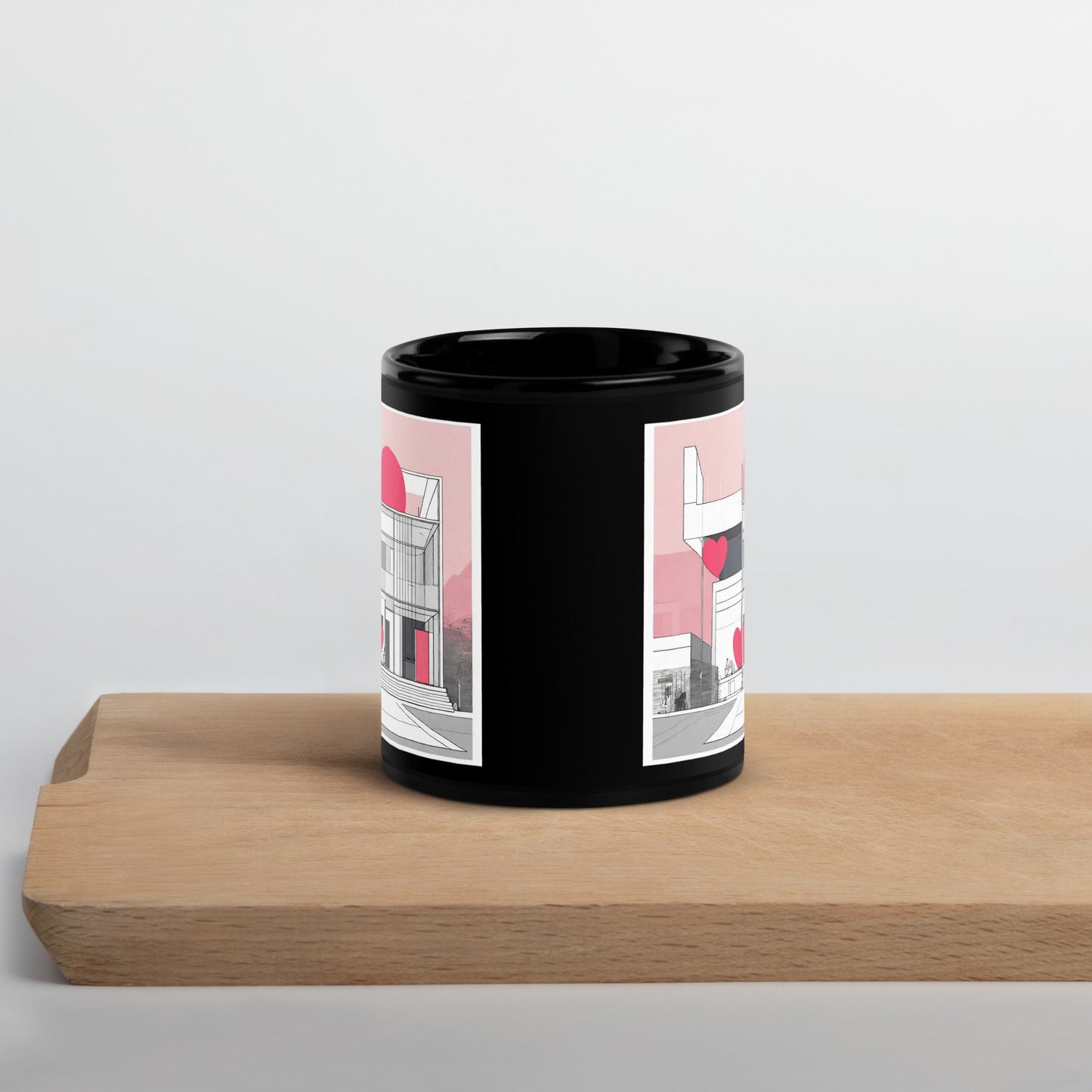 Architectural Black Glossy Mug — Unique AI Design