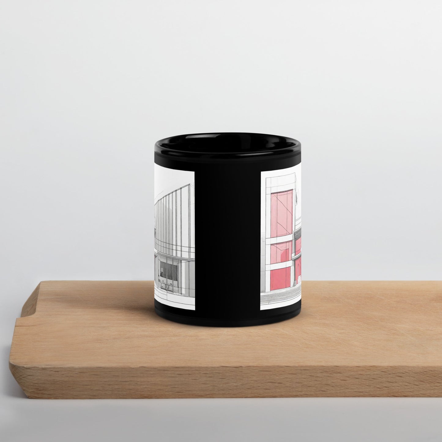 Architectural Black Glossy Mug — Unique AI Design