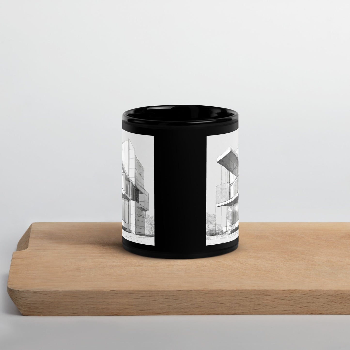Architectural Black Glossy Mug — Unique AI Design