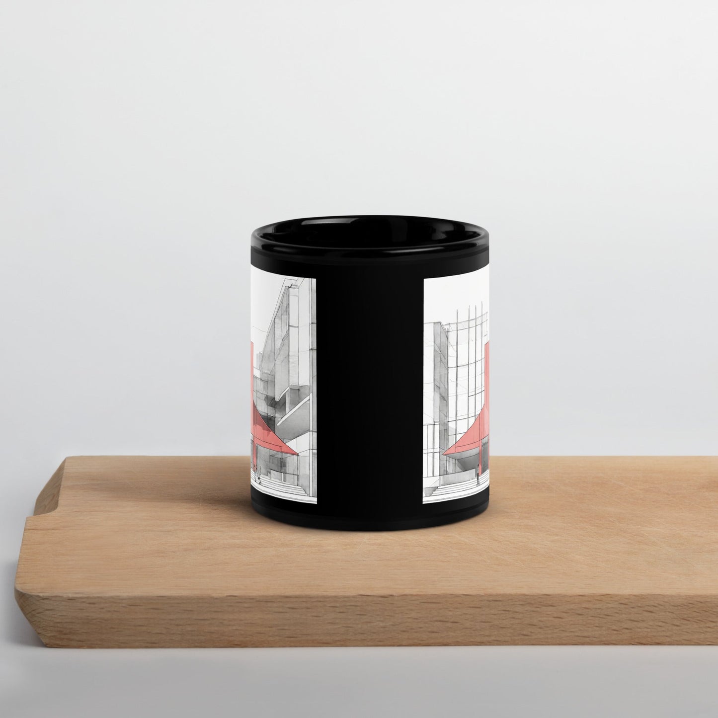 Architectural Black Glossy Mug — Unique AI Design