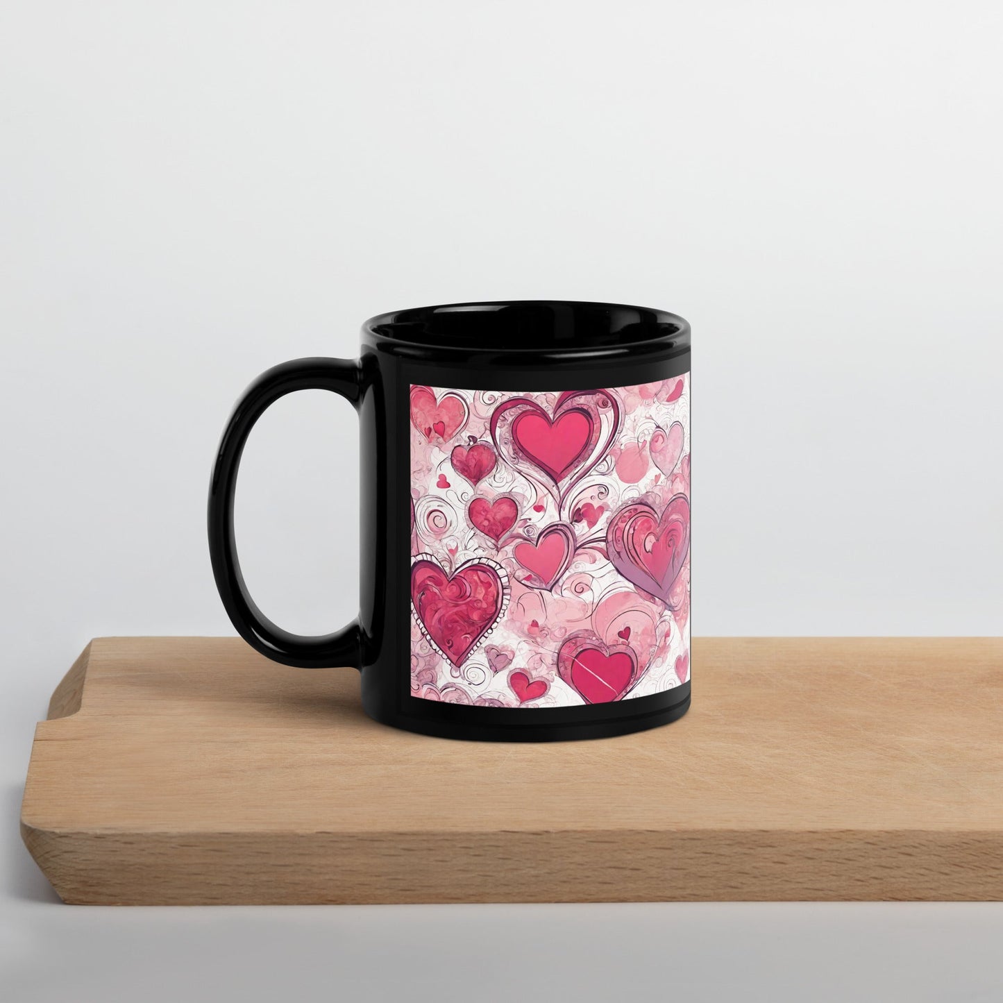 Abstract Black Glossy Mug — Unique AI Design
