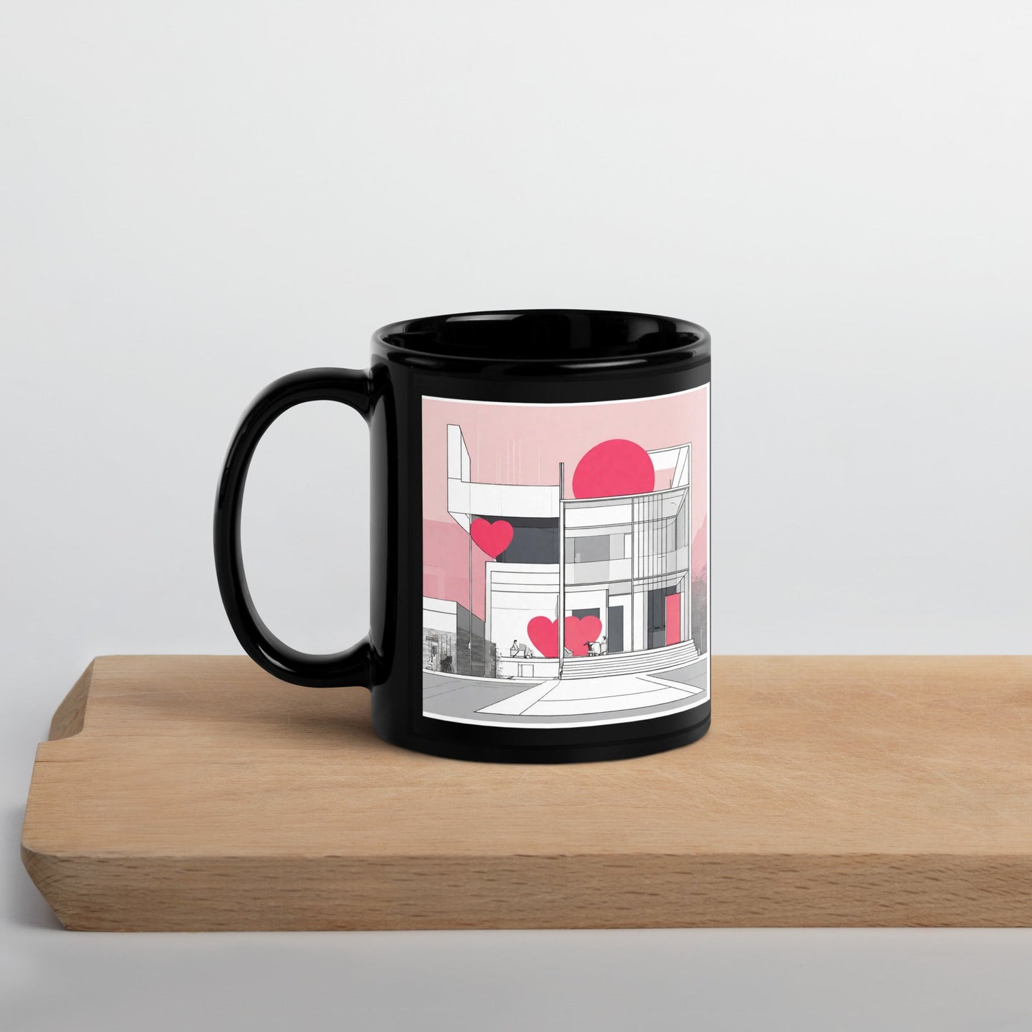 Architectural Black Glossy Mug — Unique AI Design