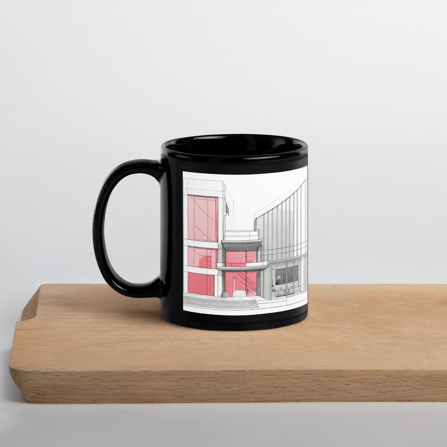 Architectural Black Glossy Mug — Unique AI Design