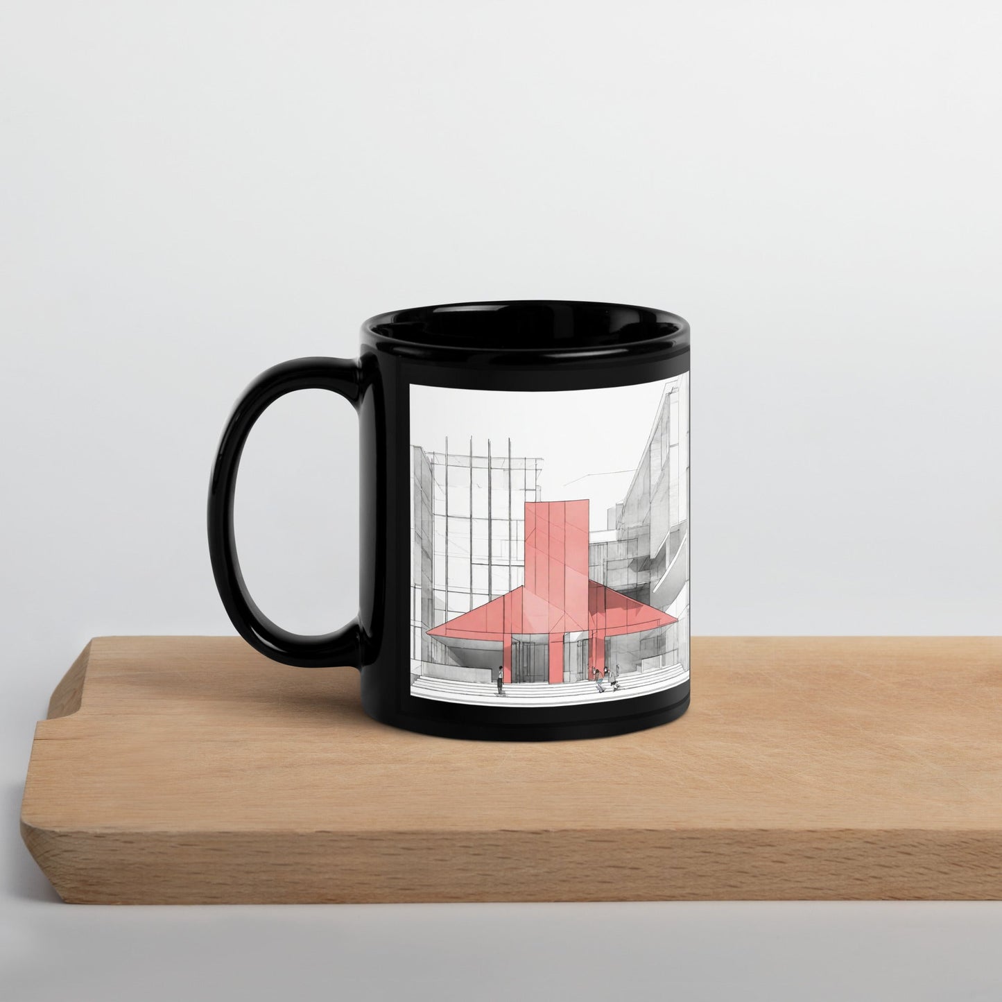 Architectural Black Glossy Mug — Unique AI Design