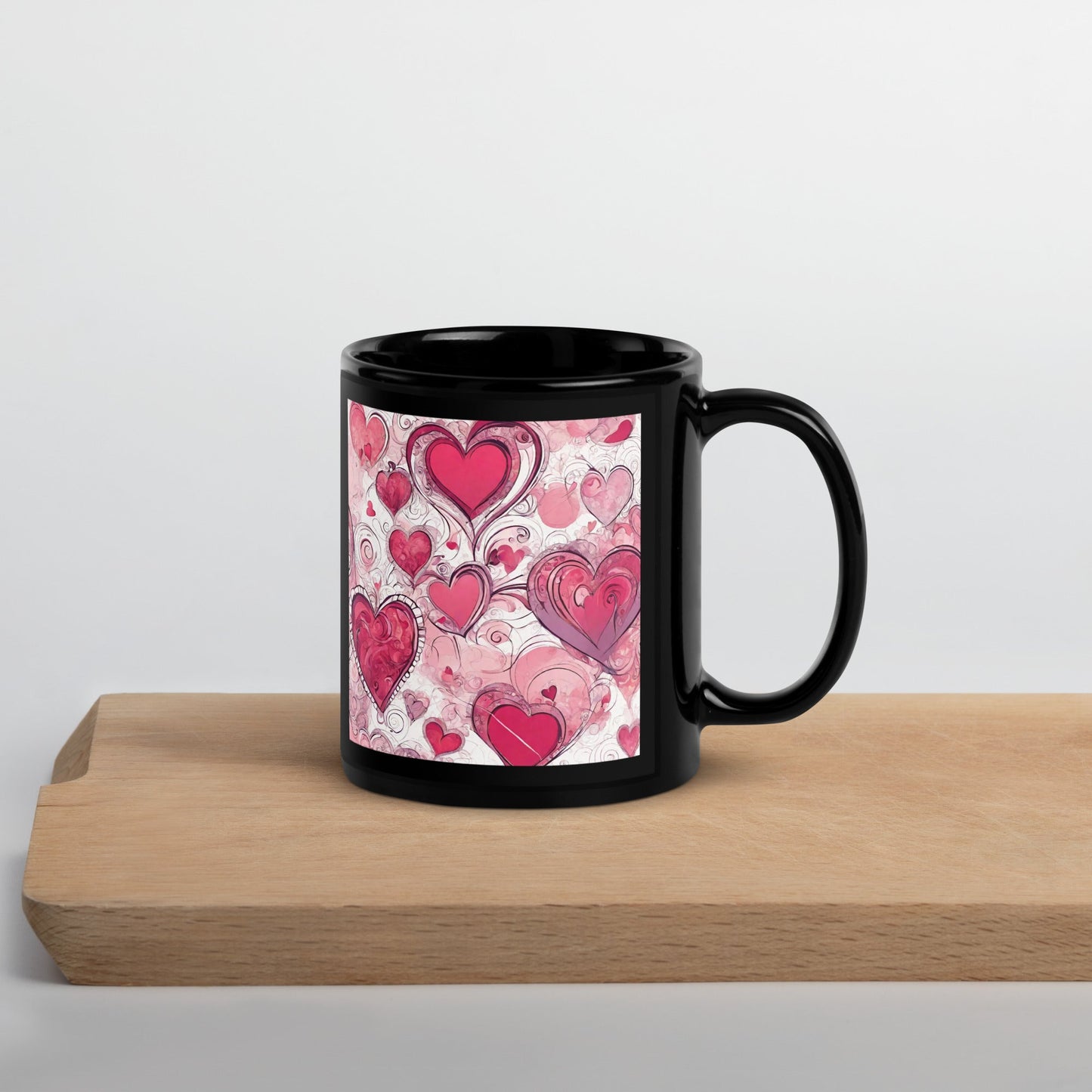 Abstract Black Glossy Mug — Unique AI Design