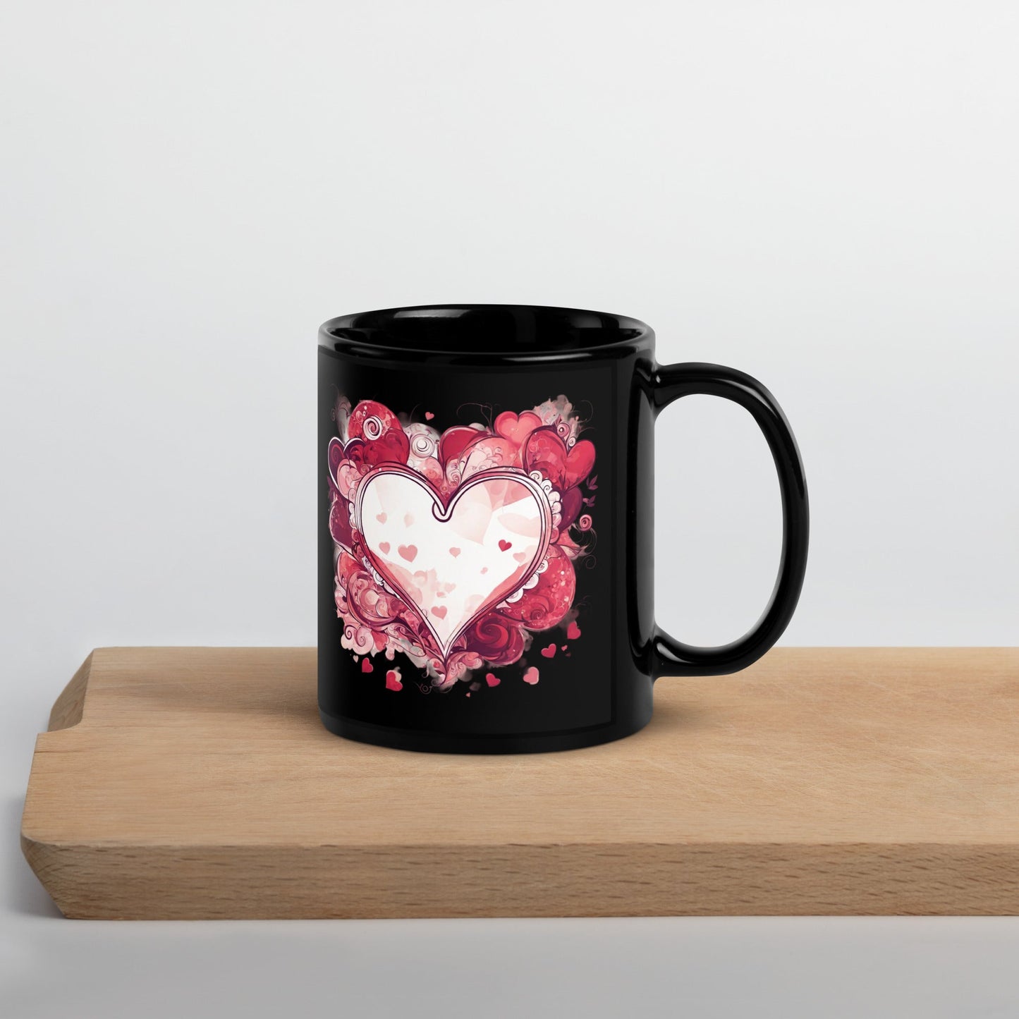 Abstract Black Glossy Mug — Unique AI Design
