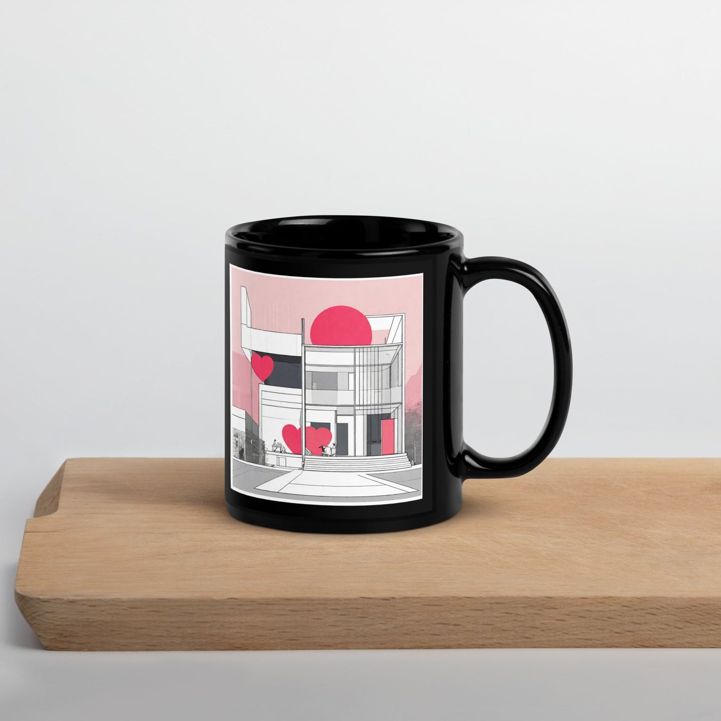 Architectural Black Glossy Mug — Unique AI Design