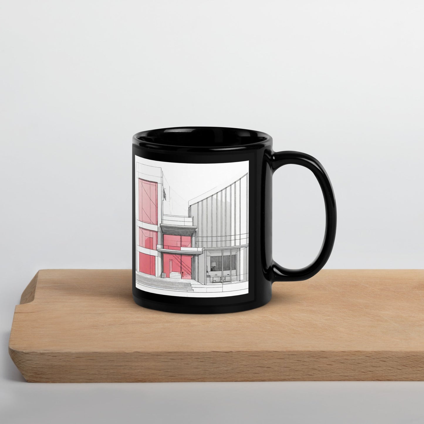 Architectural Black Glossy Mug — Unique AI Design