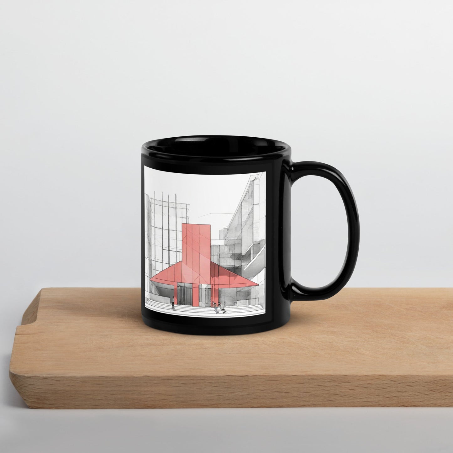 Architectural Black Glossy Mug — Unique AI Design
