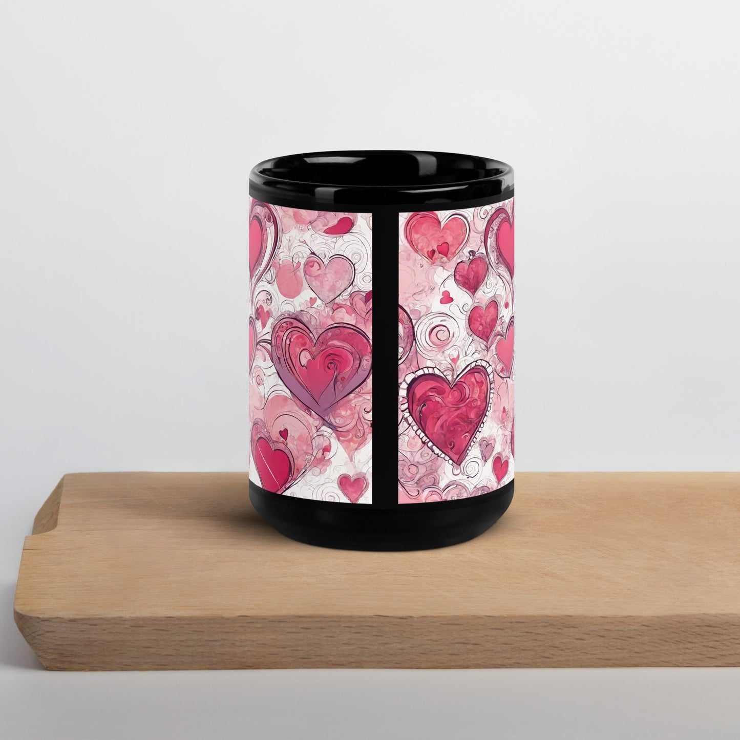 Abstract Black Glossy Mug — Unique AI Design