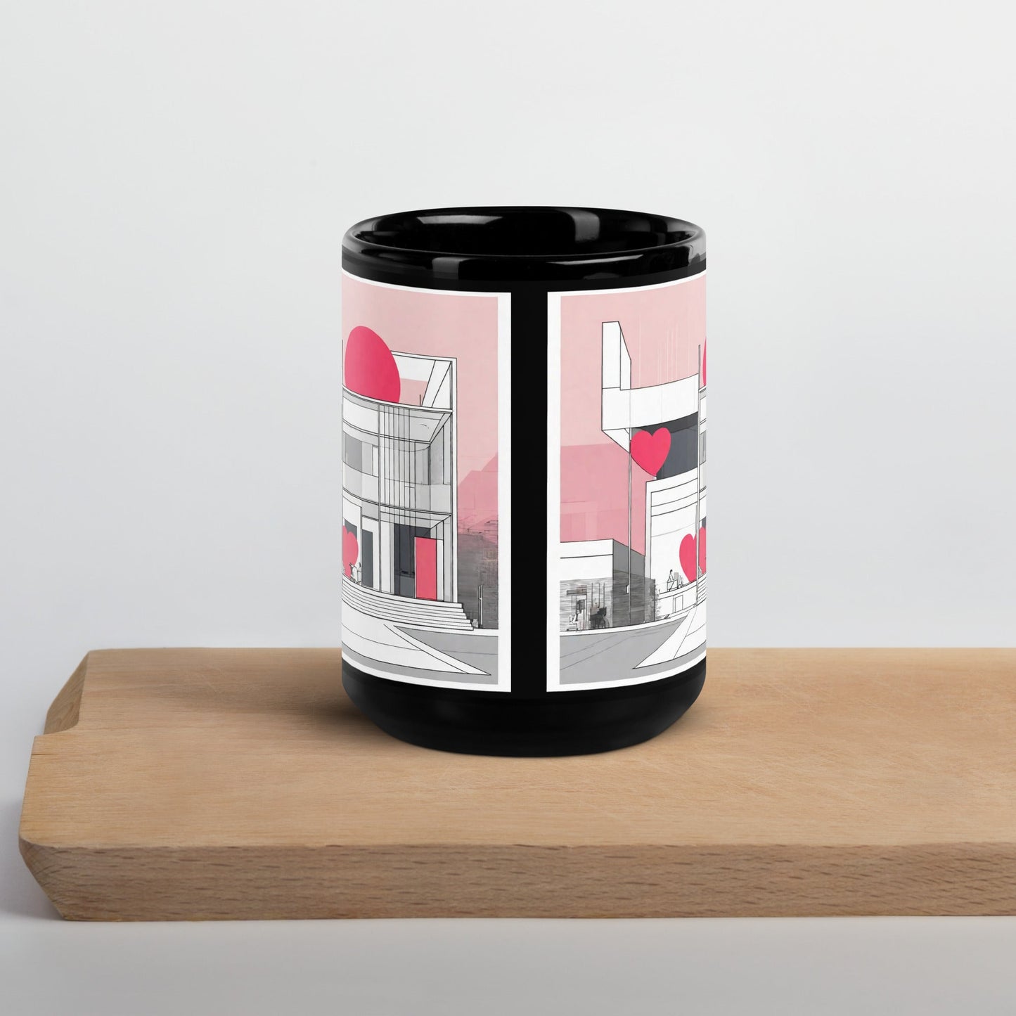 Architectural Black Glossy Mug — Unique AI Design