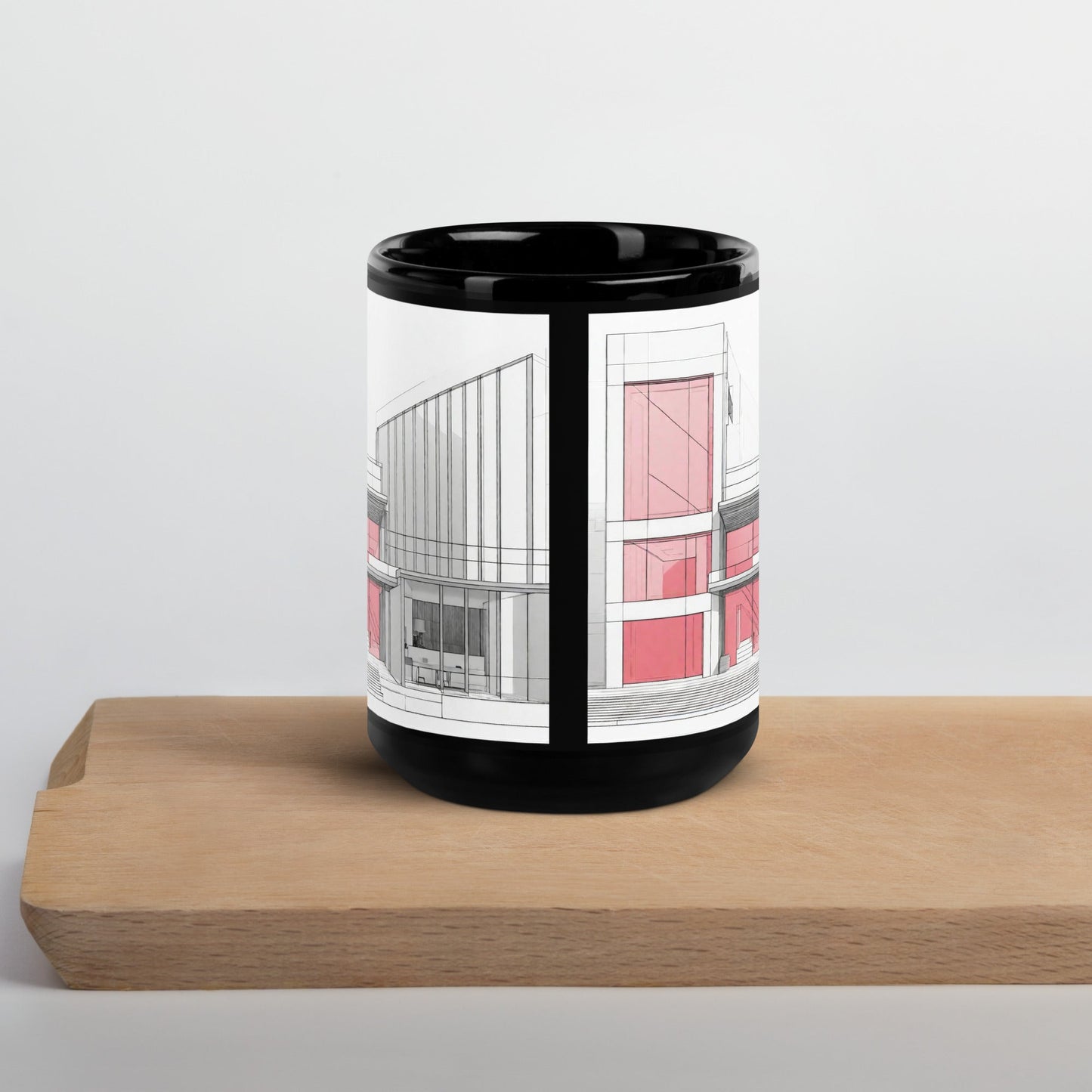 Architectural Black Glossy Mug — Unique AI Design