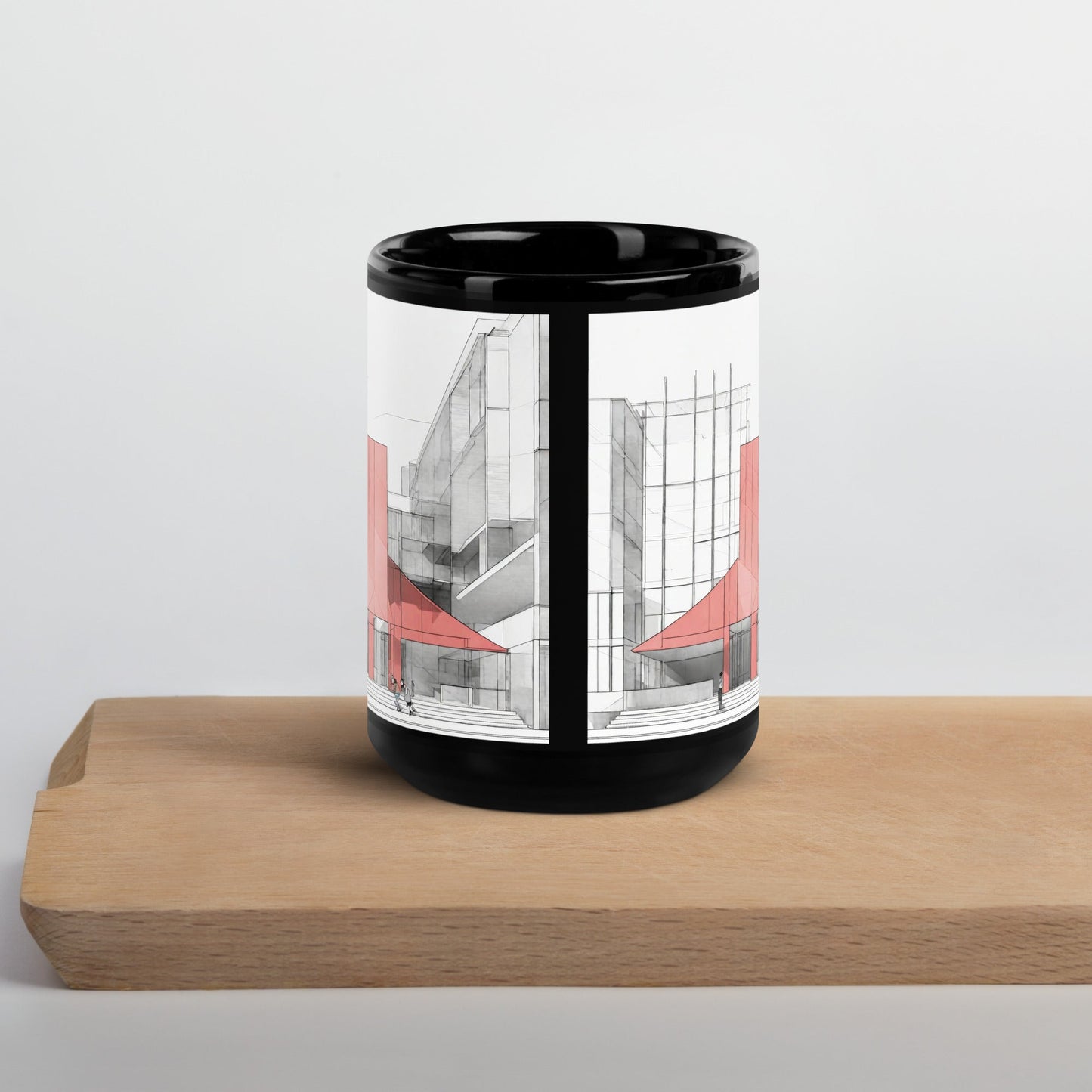 Architectural Black Glossy Mug — Unique AI Design