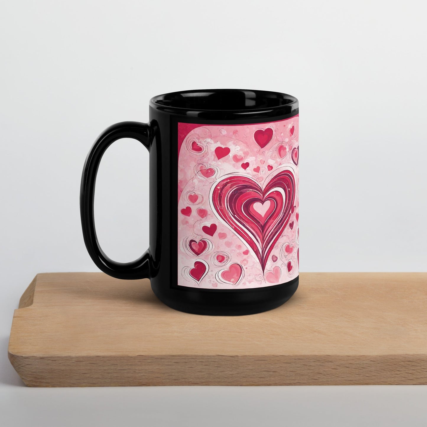 Abstract Black Glossy Mug — Unique AI Design