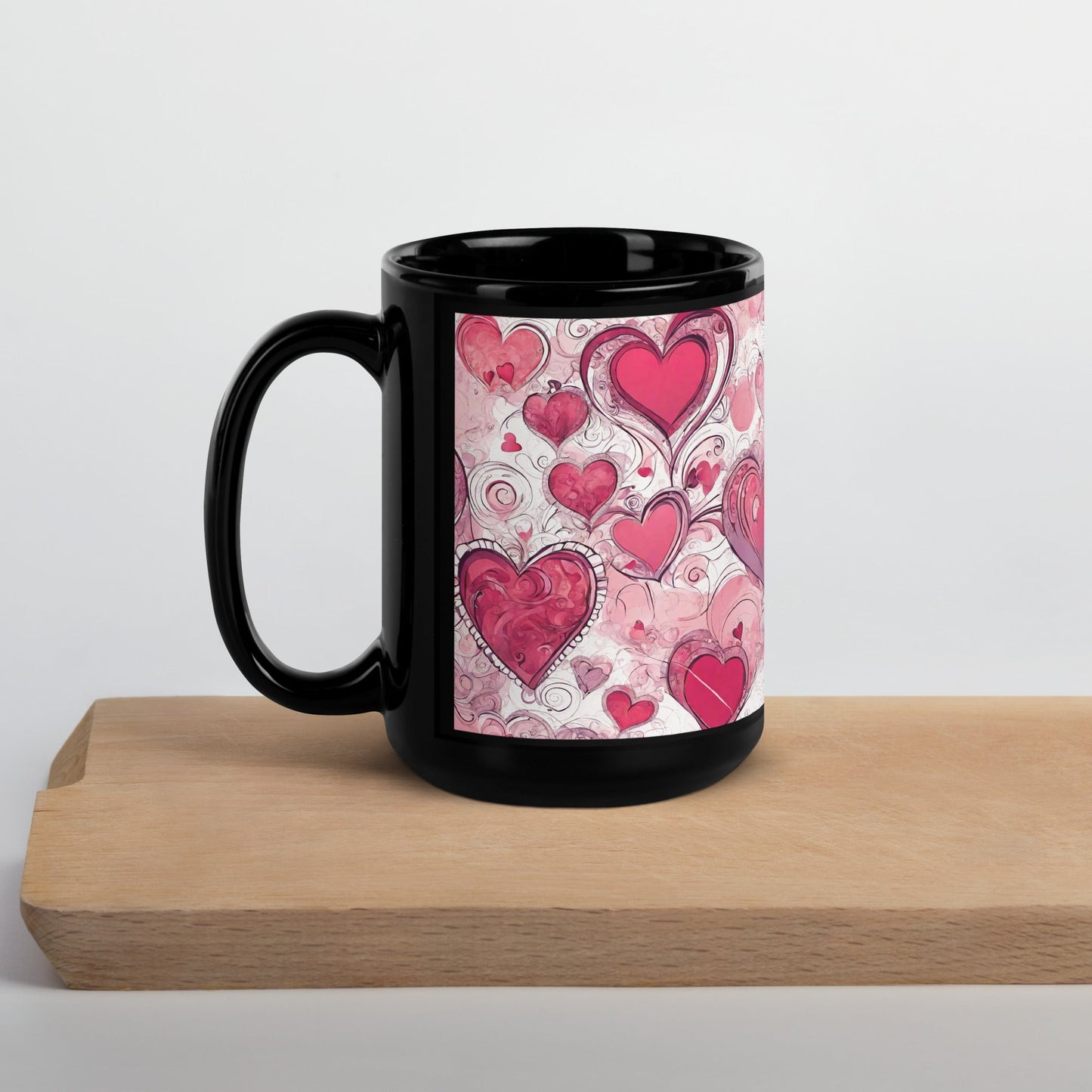 Abstract Black Glossy Mug — Unique AI Design