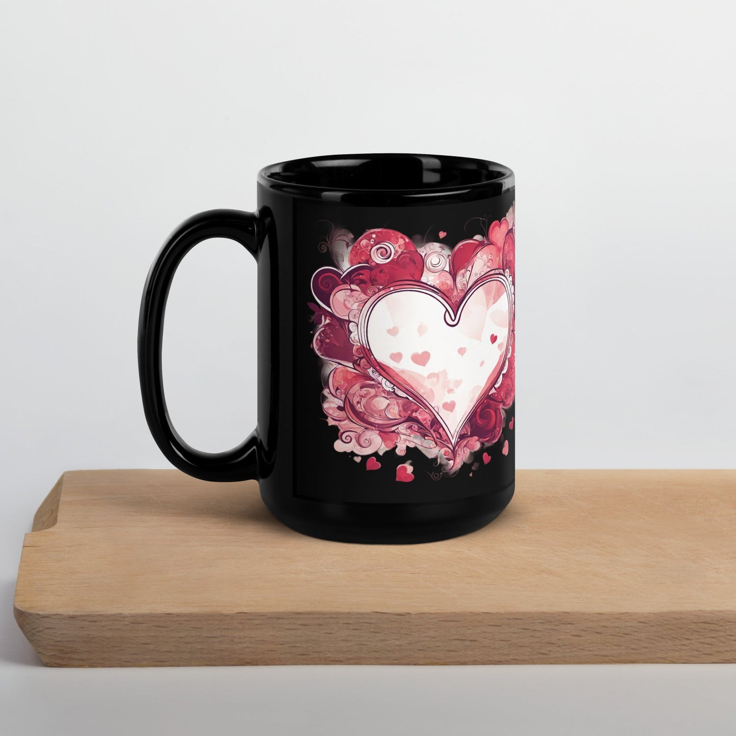 Abstract Black Glossy Mug — Unique AI Design