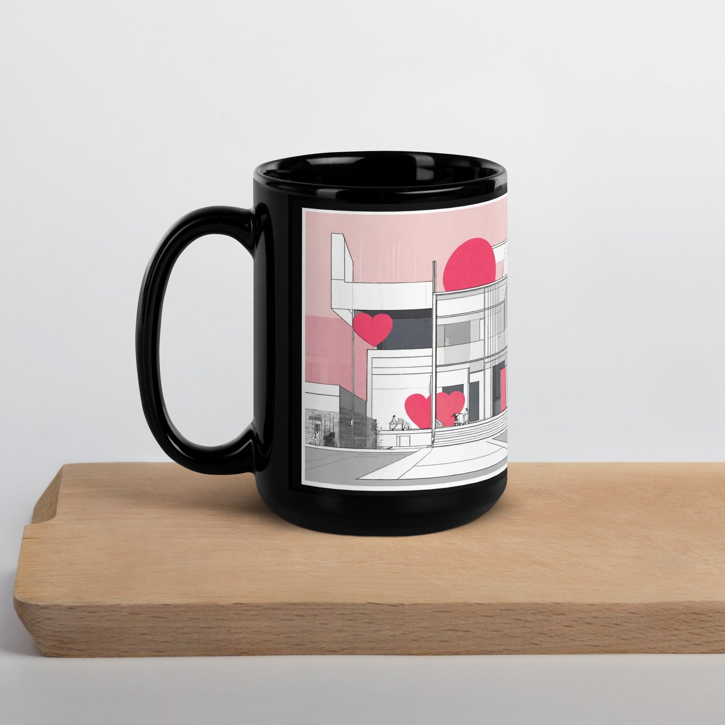 Architectural Black Glossy Mug — Unique AI Design
