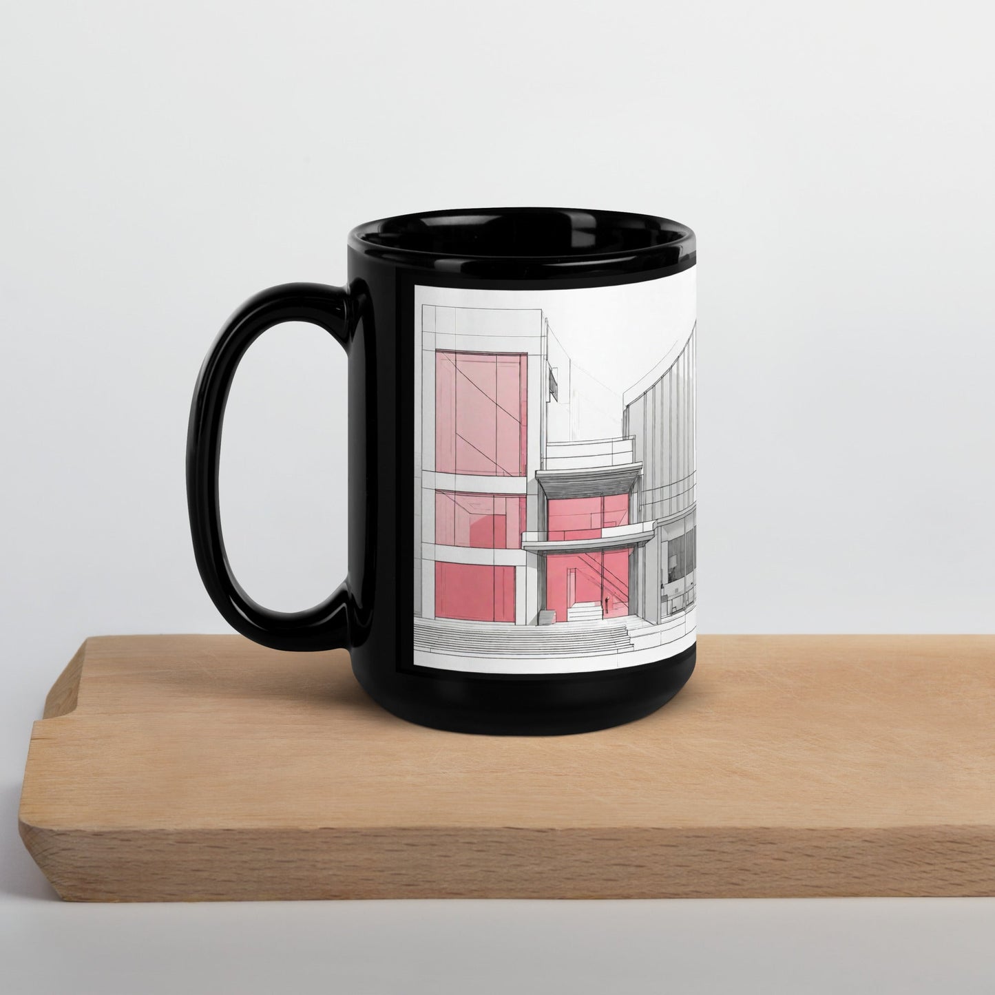 Architectural Black Glossy Mug — Unique AI Design