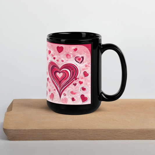 Abstract Black Glossy Mug — Unique AI Design