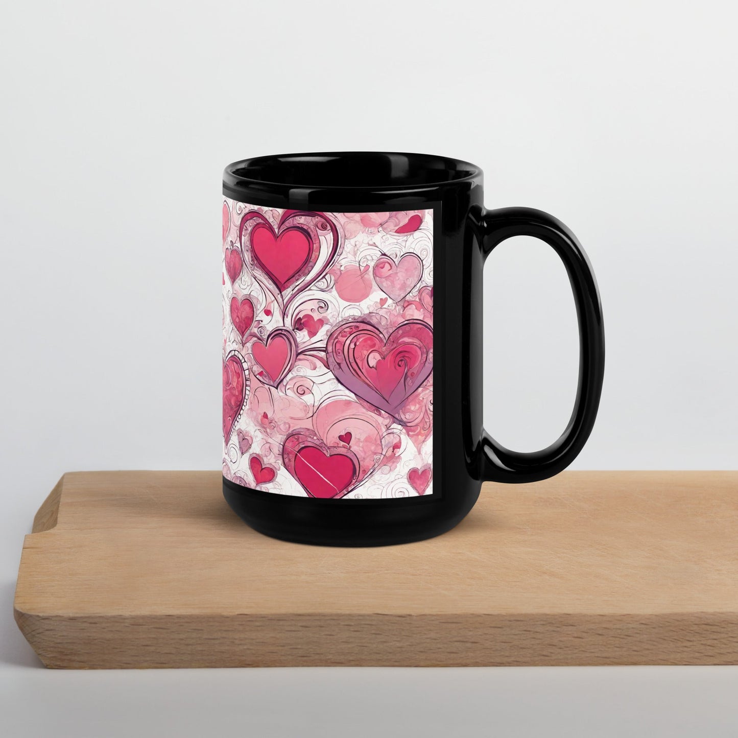 Abstract Black Glossy Mug — Unique AI Design