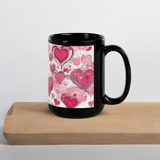 Abstract Black Glossy Mug — Unique AI Design