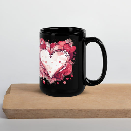 Abstract Black Glossy Mug — Unique AI Design