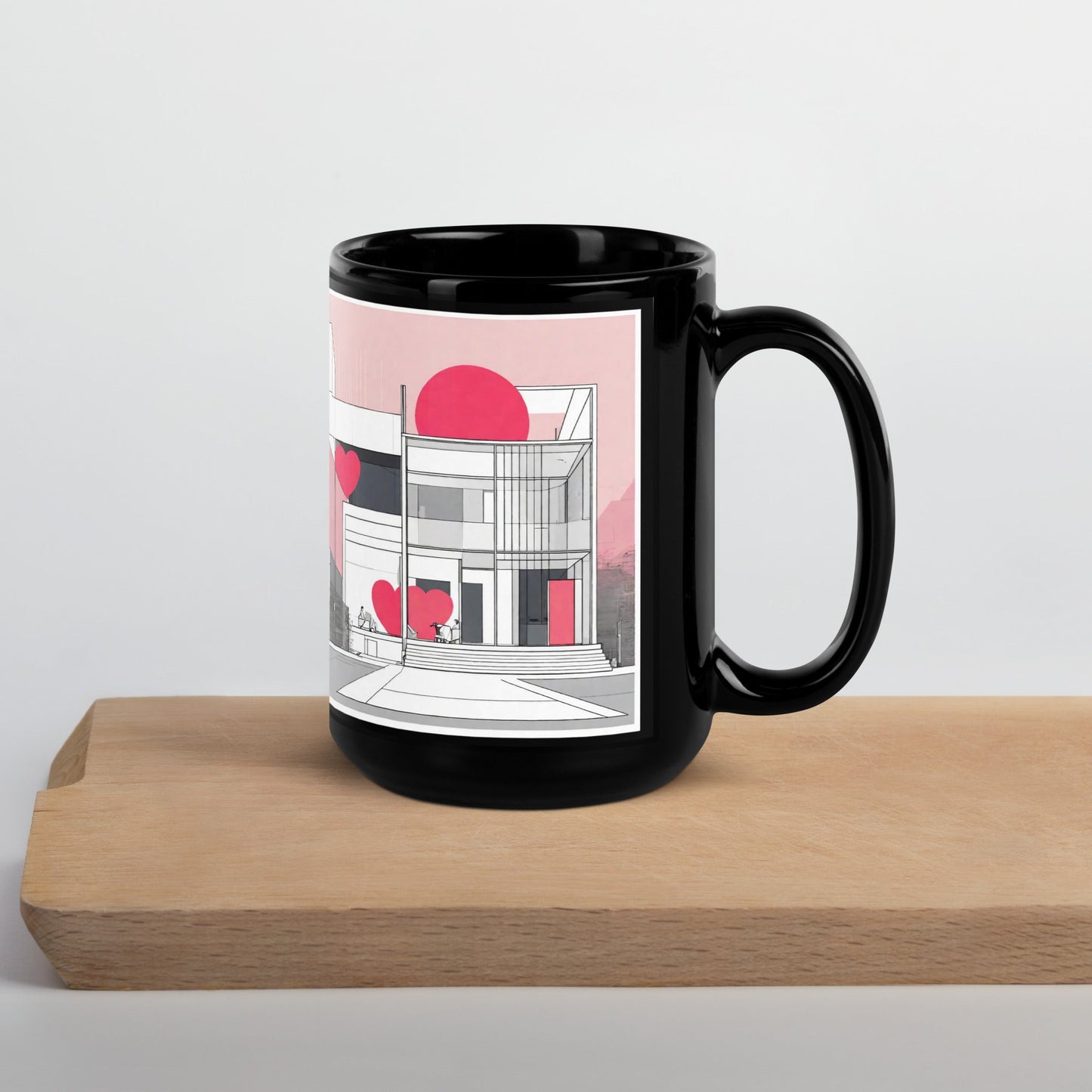 Architectural Black Glossy Mug — Unique AI Design