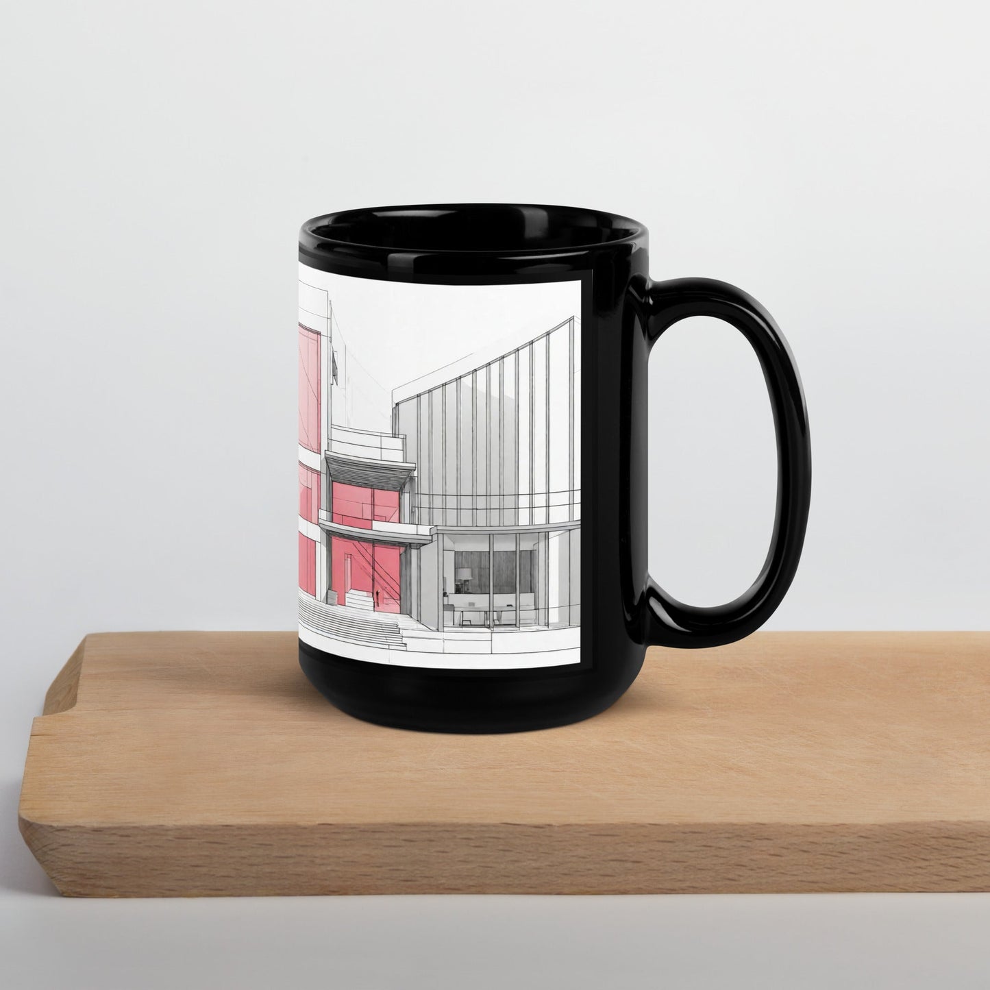 Architectural Black Glossy Mug — Unique AI Design