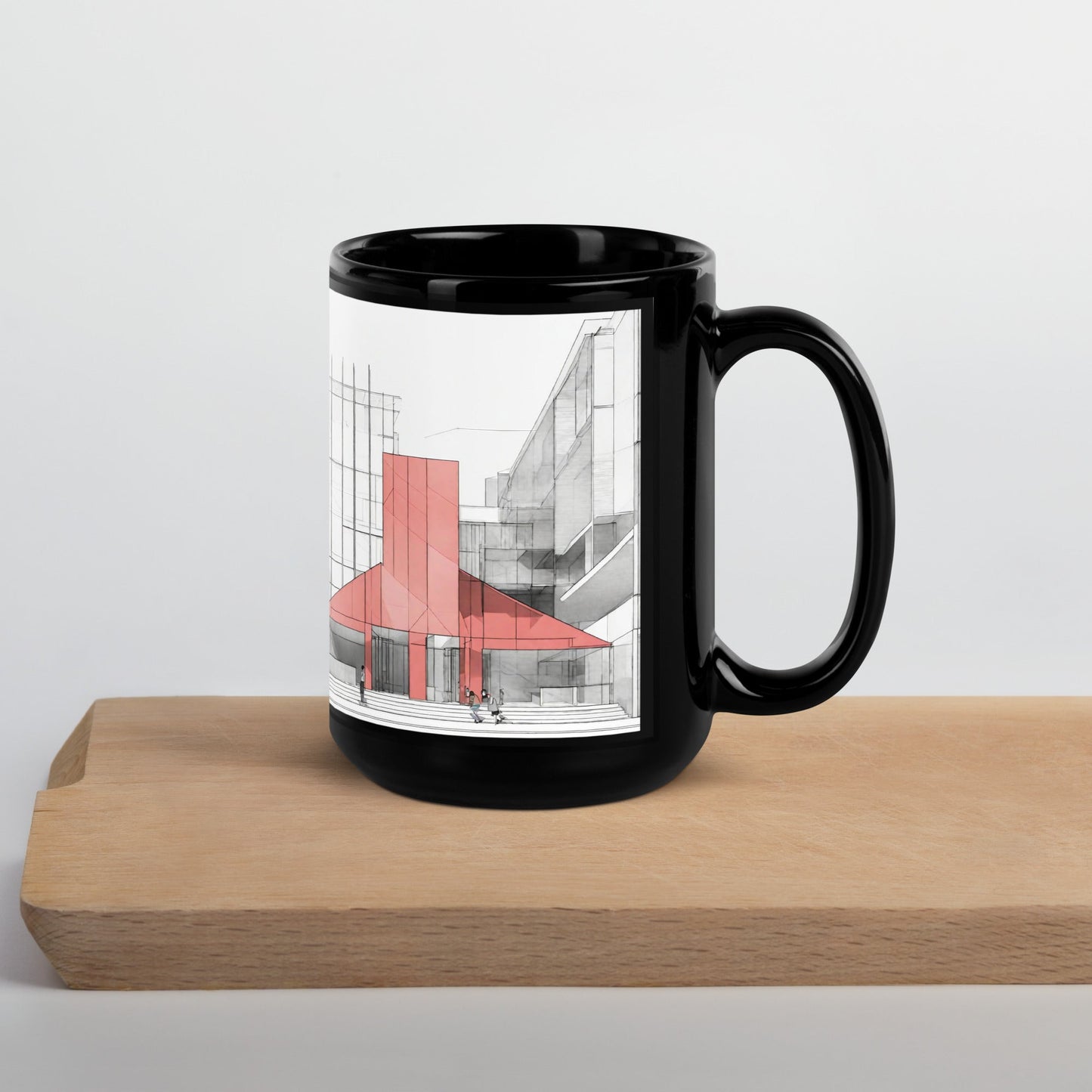Architectural Black Glossy Mug — Unique AI Design