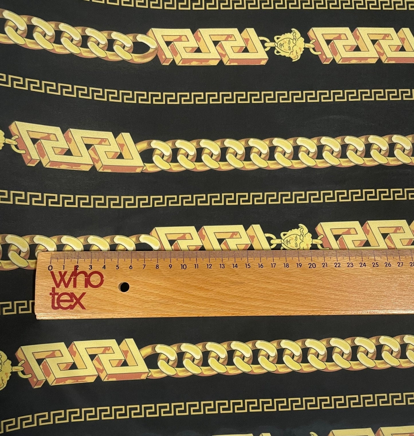 Black Gold Chain Print Fabric by the Metre